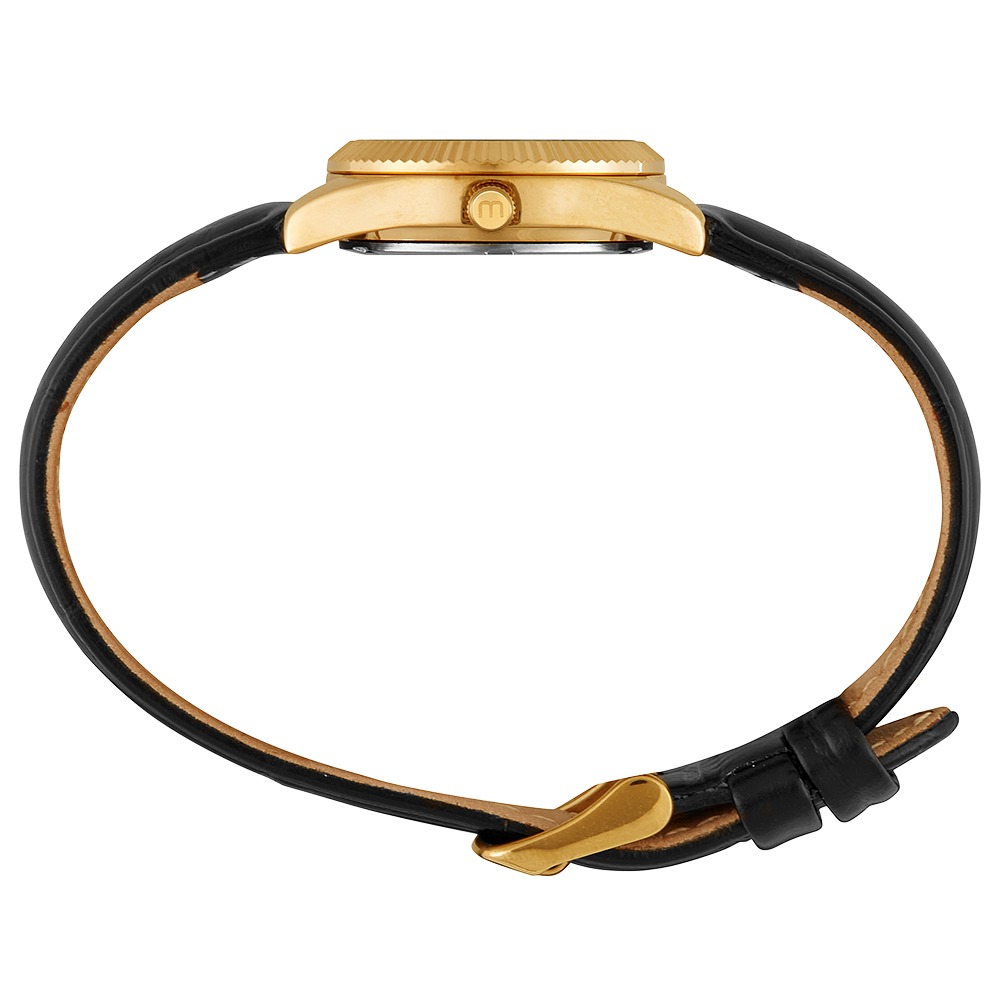 32960LPMVDH2 Relógio Mondaine Feminino Caixa Pequena Couro Dourado e Preto