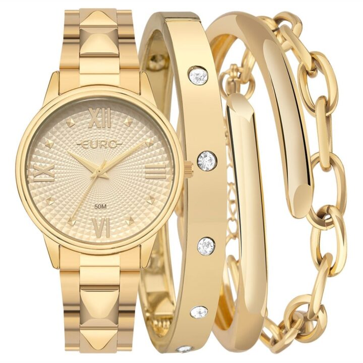 EU2035YYQ/K4D Kit Relógio Euro Feminino Mix Dourado