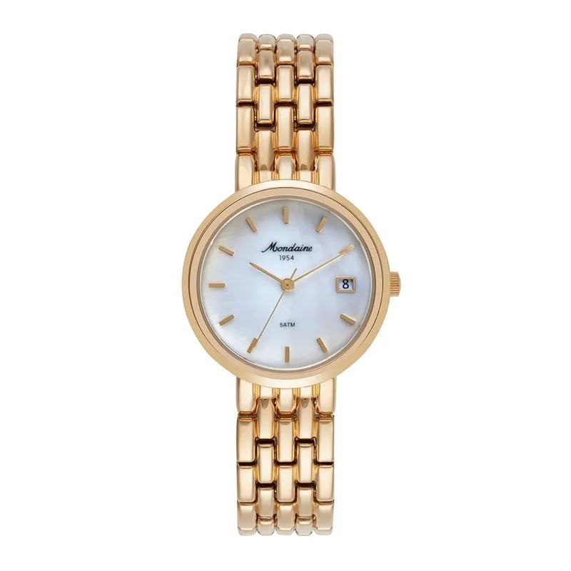 32937LPMVDM1 Relogio Mondaine Feminino Dourado Com Madreperola