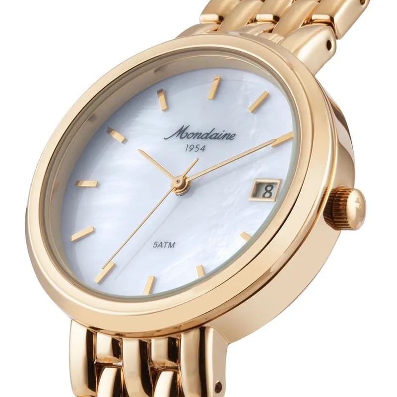 32937LPMVDM1 Relogio Mondaine Feminino Dourado Com Madreperola