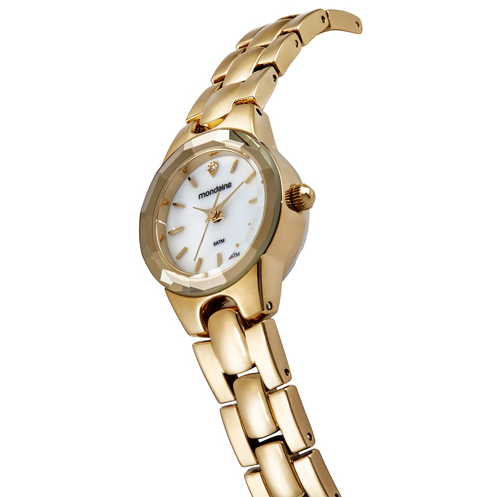Relógio Mondaine Feminino Clássico Madrepérola E Vidro Facetado
