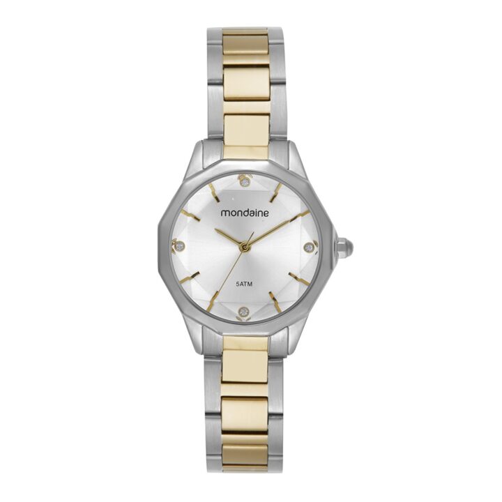 32844LPMVBE2 Relógio Mondaine Feminino Vidro Facetado Bicolor