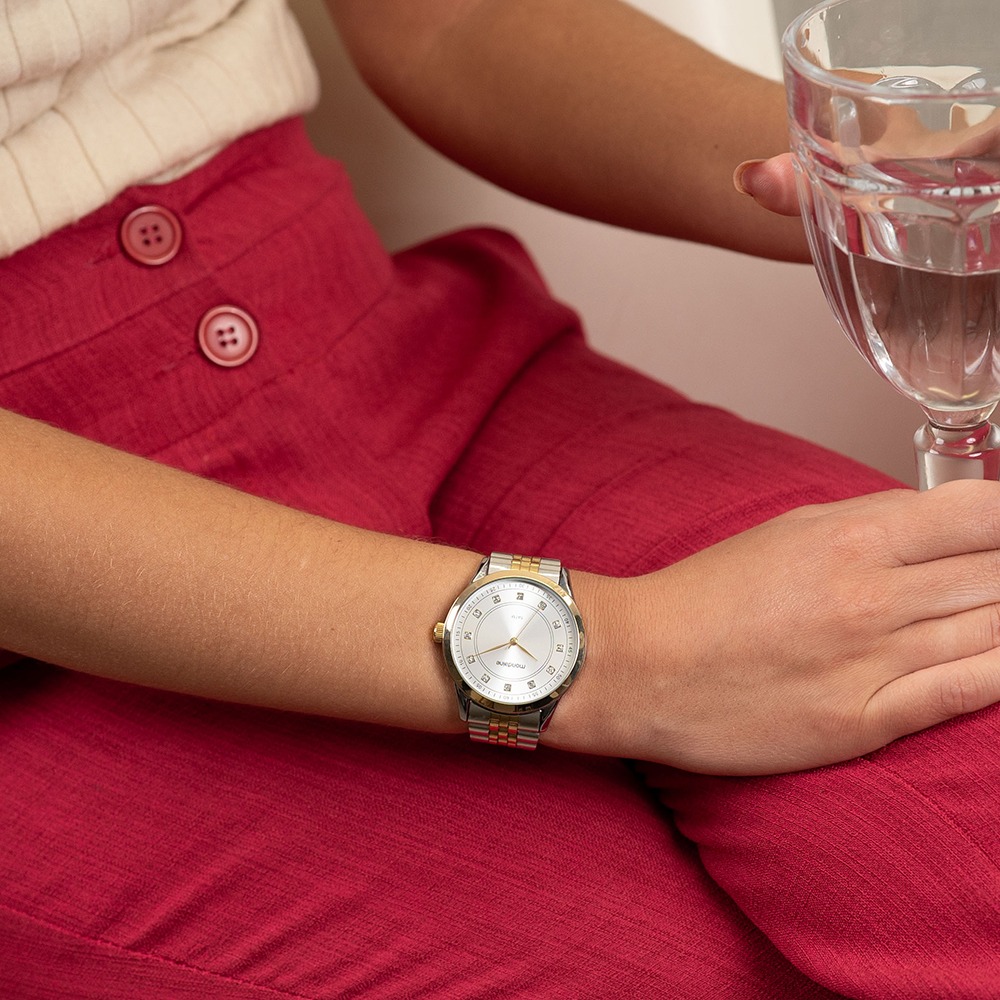 Relógio Mondaine Feminino Cristais Bicolor