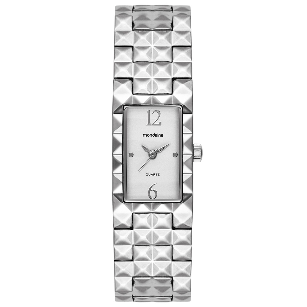 99840L0MVNM2 Relógio Mondaine Feminino Prata Metal Retangular