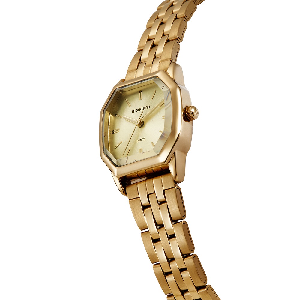 Relógio Mondaine Feminino Dourado Minimalista Elegante