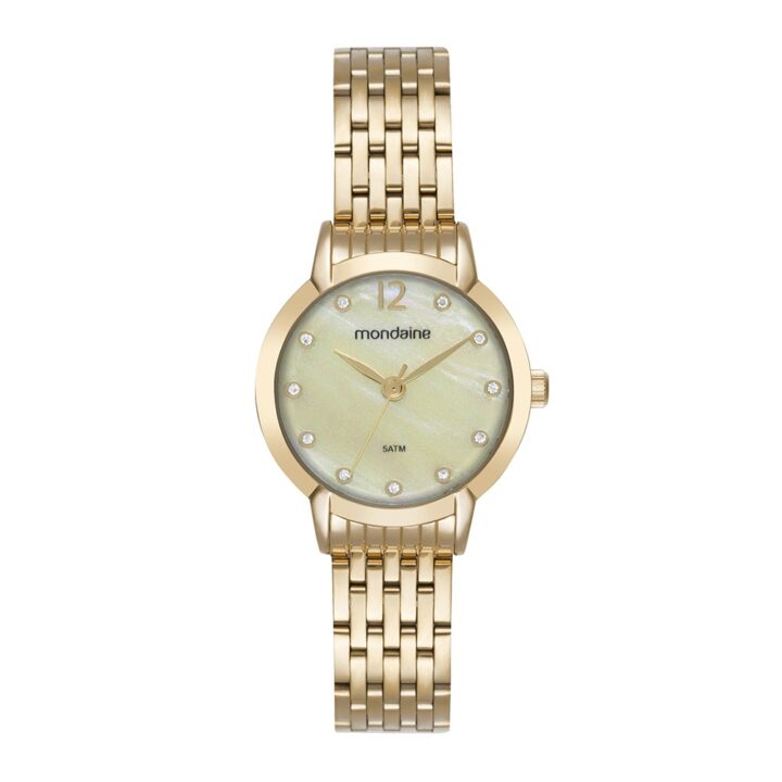 99820LPMVDE1 Relógio Mondaine Feminino Cristais Dourado