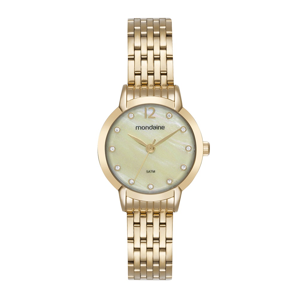 Relógio Mondaine Feminino Cristais Dourado
