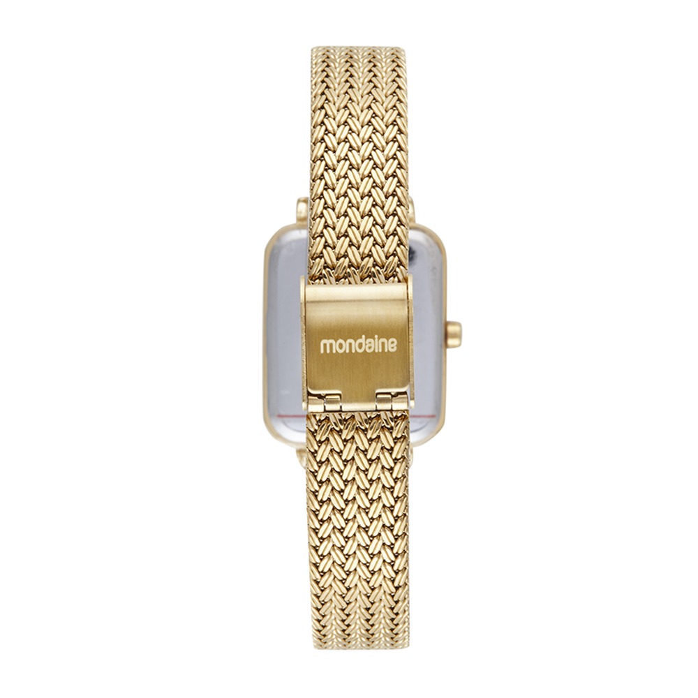 Relógio Mondaine Feminino Quadrado Cristais Dourado
