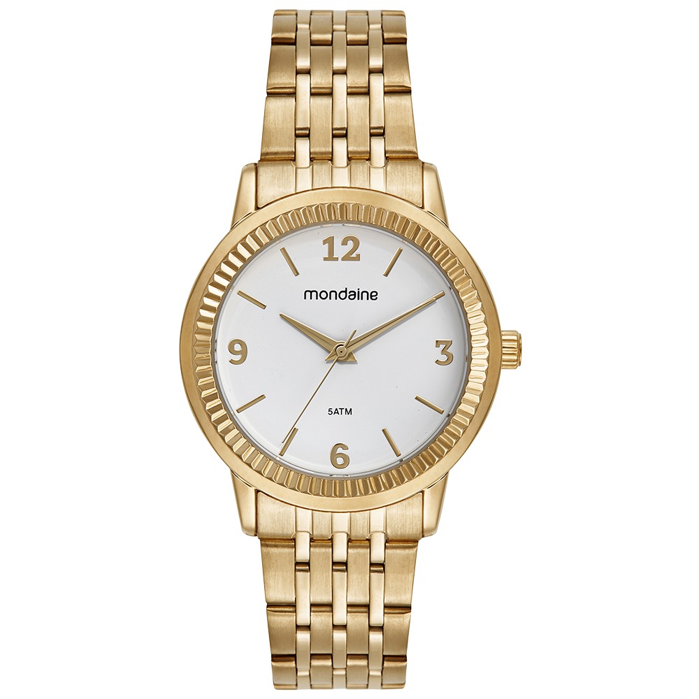 Relógio Mondaine Feminino Dourado Catraca Serrilhada