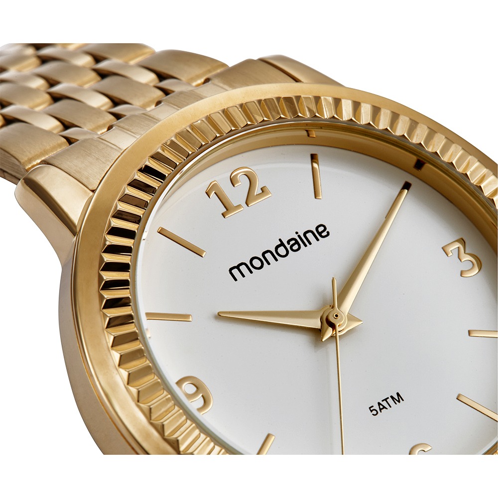 Relógio Mondaine Feminino Dourado Catraca Serrilhada