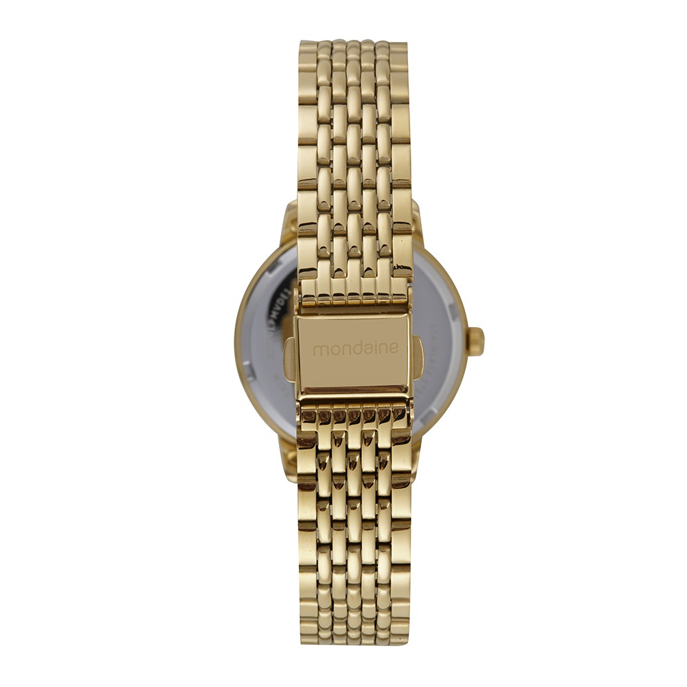 Relógio Mondaine Feminino Clássico Visor Metálico Dourado