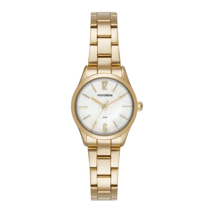 99823LPMVDE1 Relógio Mondaine Feminino Dourado Mostrador Branco