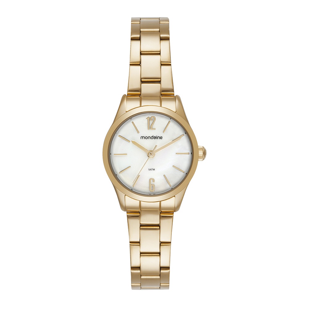 Relógio Mondaine Feminino Dourado Mostrador Branco