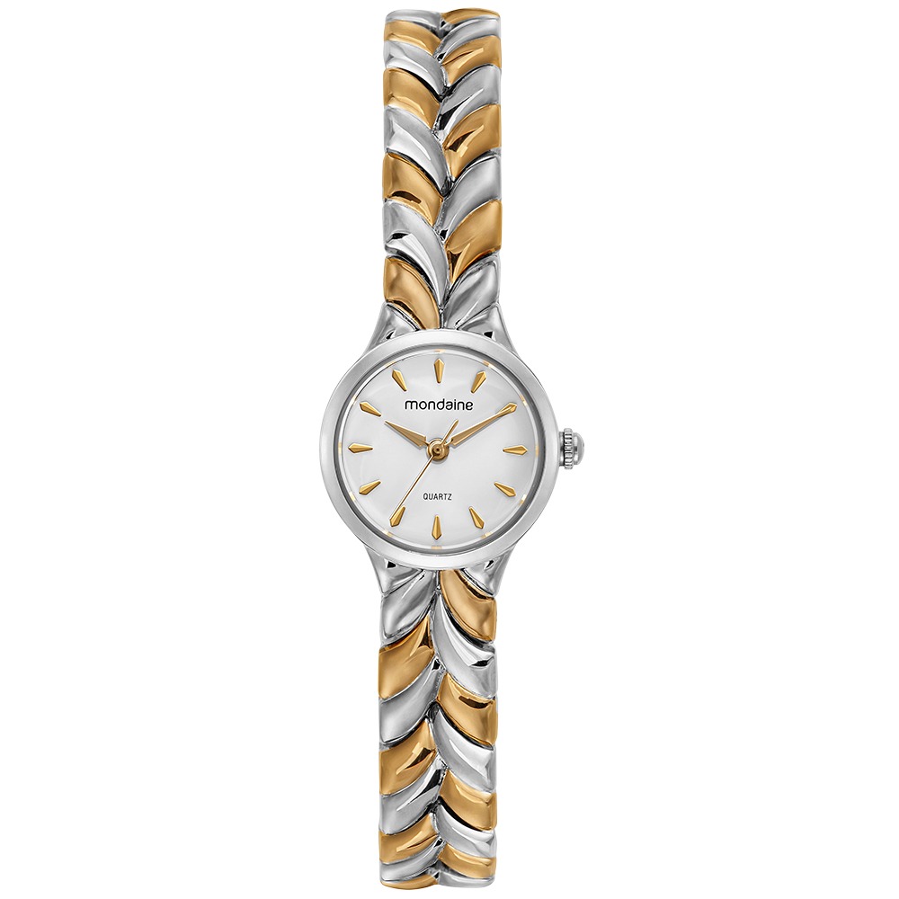 Relógio Mondaine Feminino Bicolor Redondo Mostrador Branco