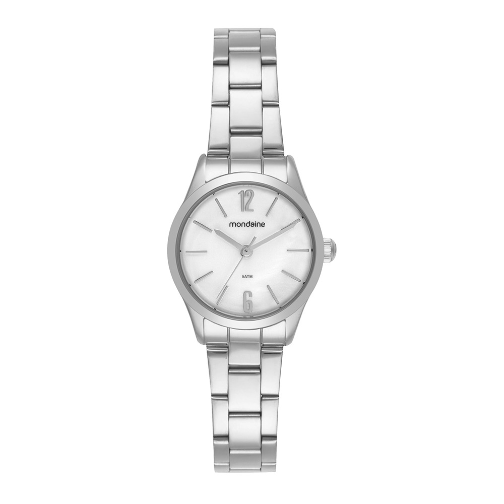 99823L0MVNE2 Relógio Mondaine Feminino Prata Mostrador Branco