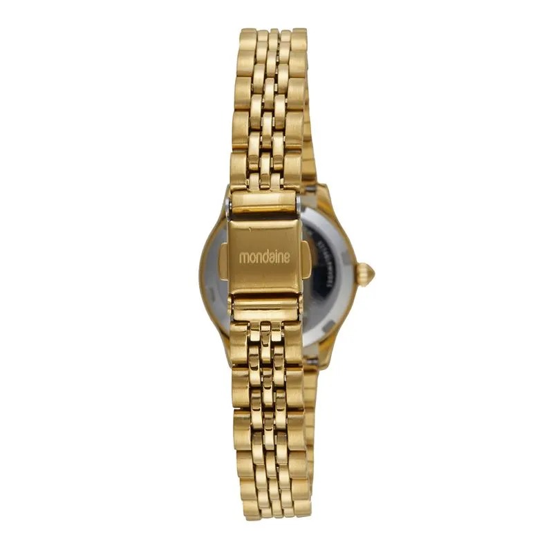 Relógio Mondaine Feminino Vidro Facetado Dourado