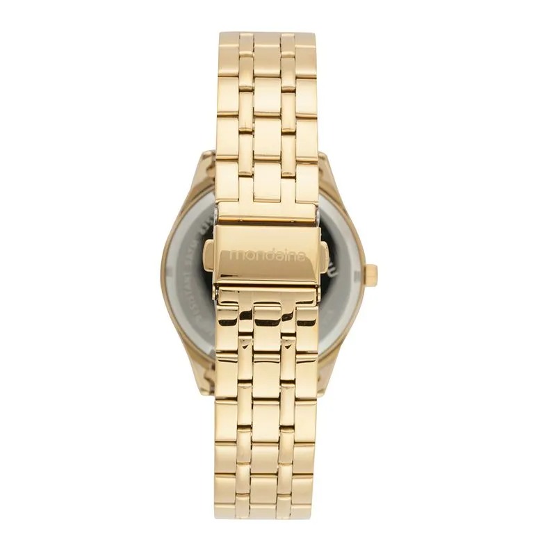 Relógio Mondaine Feminino Dourado Mostrador Preto Index