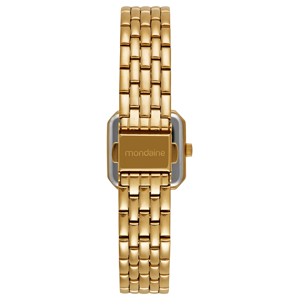 32988LPMVDE1 Relógio Mondaine Feminino Quadrado Cristais Dourado