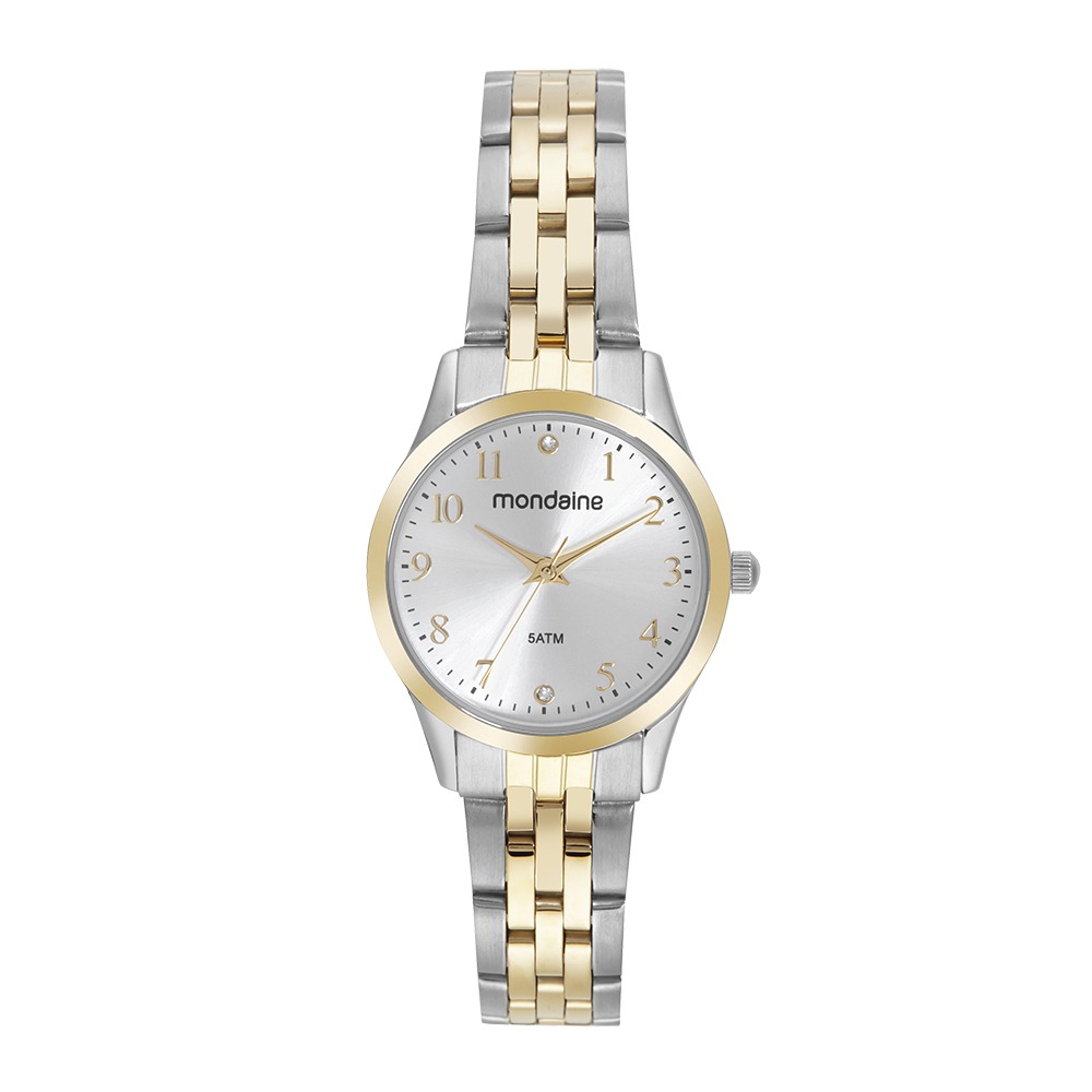Relógio Mondaine Feminino Com Cristais Bicolor