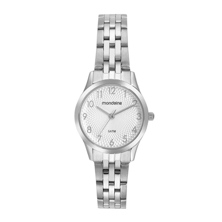 32696L0MVNE3 Relógio Mondaine Feminino Visor Texturizado Prata