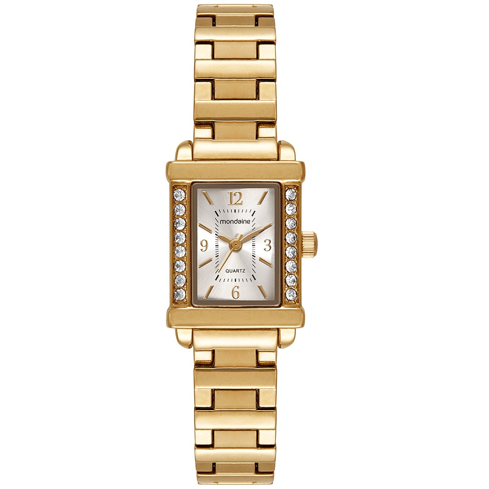 99841LPMVDM1 Relógio Mondaine Feminino Dourado Retangular