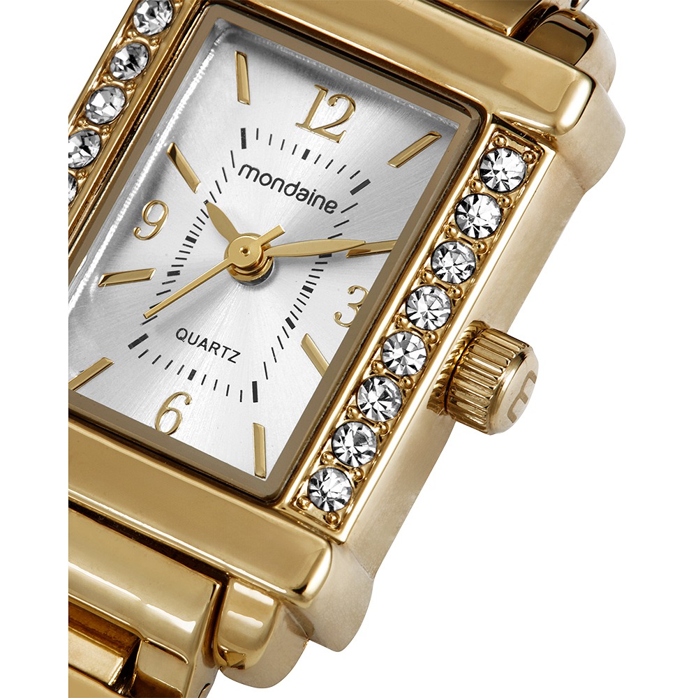 99841LPMVDM1 Relógio Mondaine Feminino Dourado Retangular