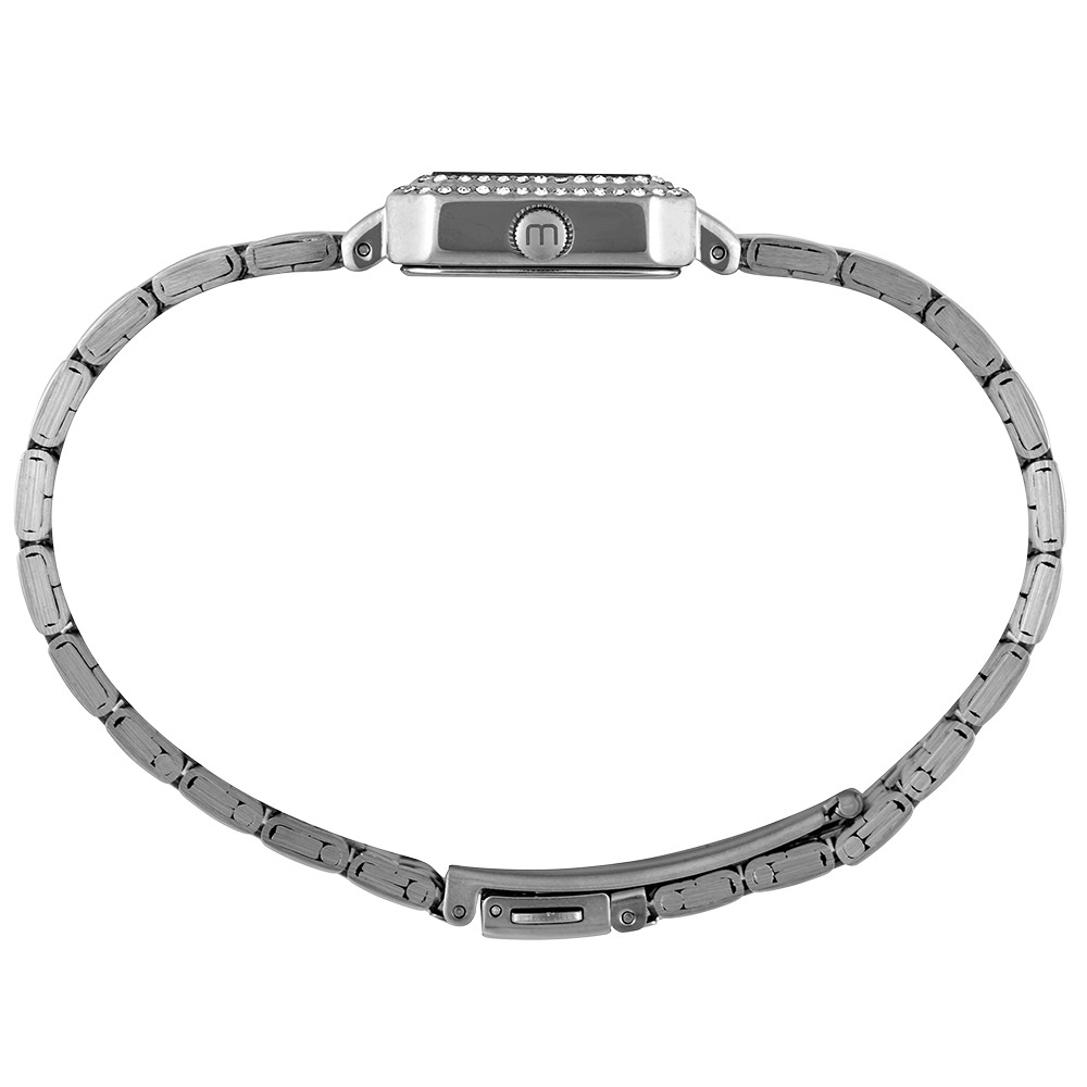 Relógio Mondaine Feminino Quadrado Prateado Cristais