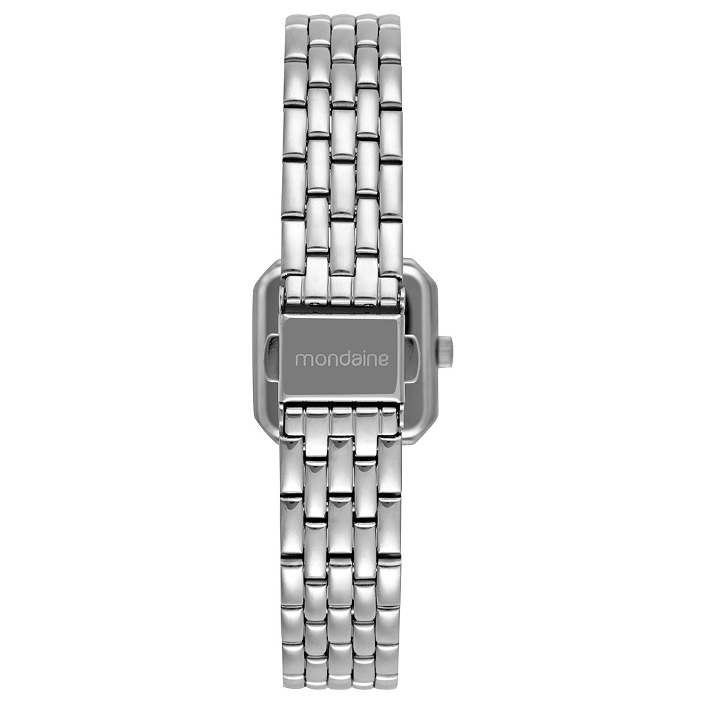Relógio Mondaine Feminino Quadrado Prateado Cristais