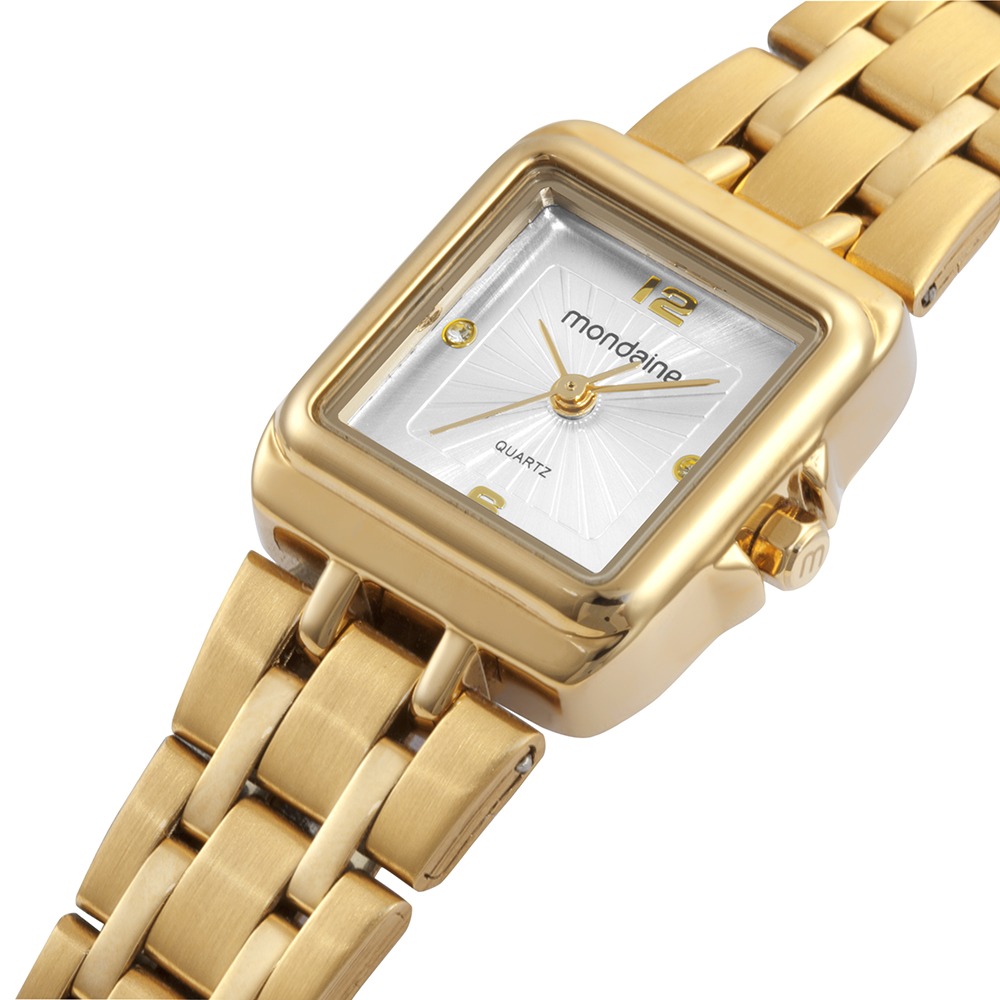 32933LPMVDE1 Relógio Mondaine Feminino Quadrado Clássico com Cristais