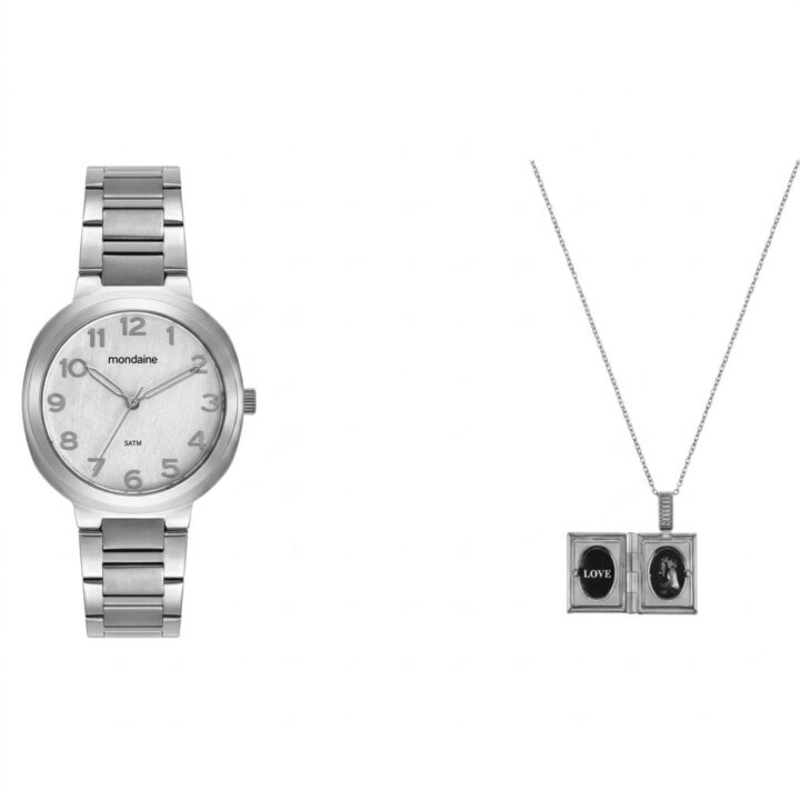 32904L0MKNE2 Kit Relógio Mondaine Feminino Relicário