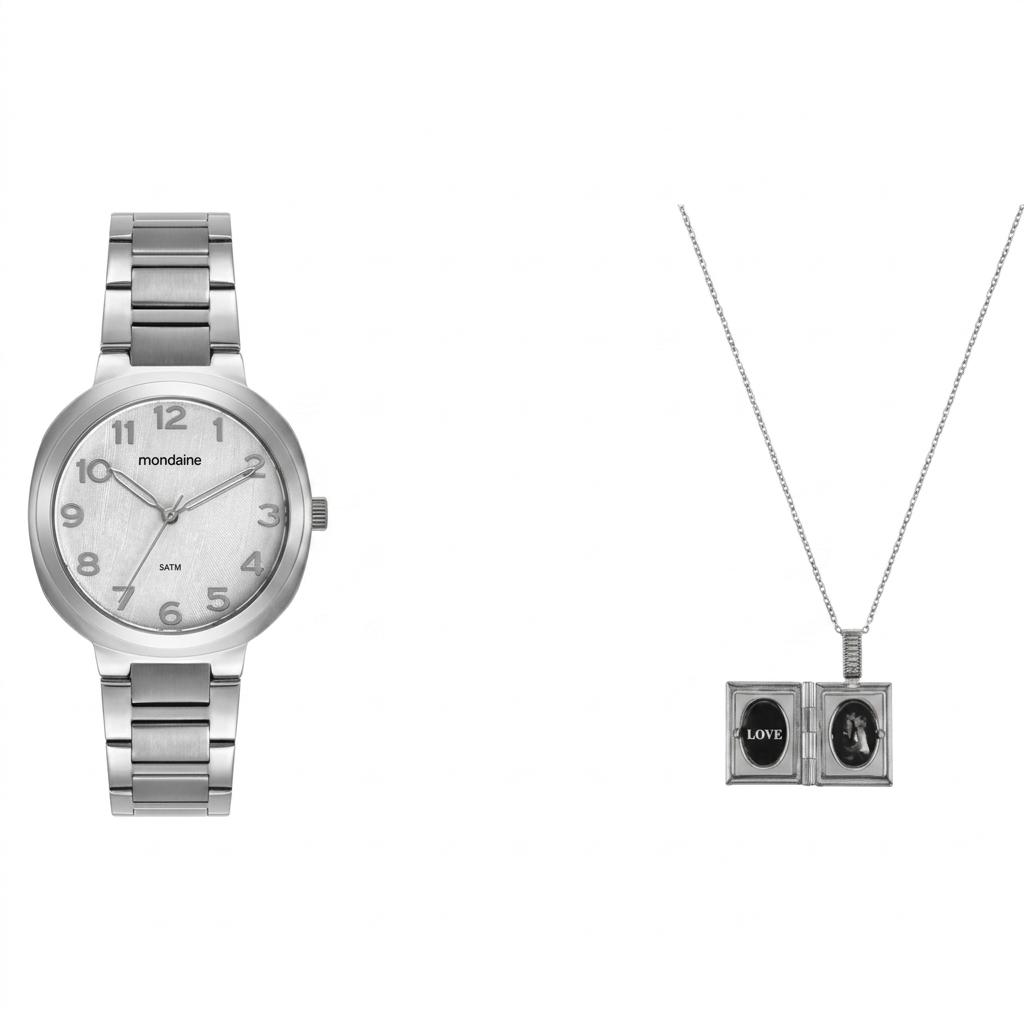 Kit Relógio Mondaine Feminino Relicário