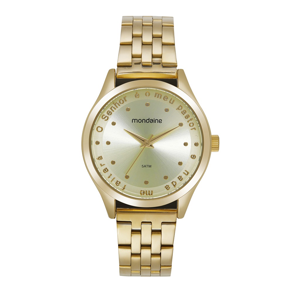 Kit Relógio Mondaine Feminino Dourado Salmo 23