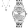 Kit Relógio Mondaine Feminino Prata com Brincos e Colar
