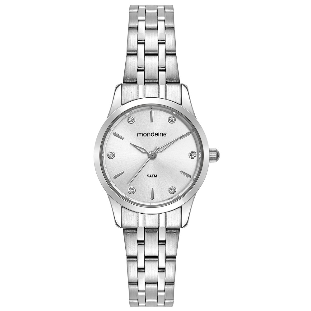 Kit Relógio Mondaine Feminino Prata com Brincos e Colar