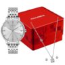 99922L0MKNE2 Kit Relógio Mondaine Feminino Prata com Colar e Brincos