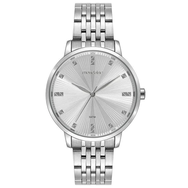 99922L0MKNE2 Kit Relógio Mondaine Feminino Prata com Colar e Brincos