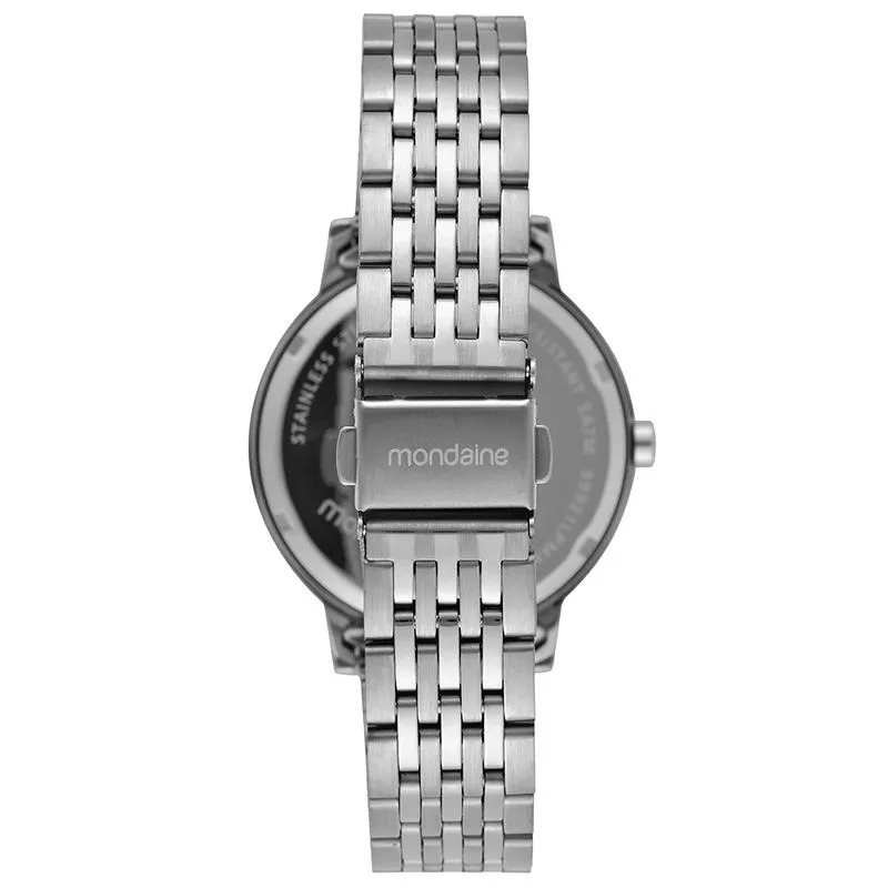 99922L0MKNE2 Kit Relógio Mondaine Feminino Prata com Colar e Brincos