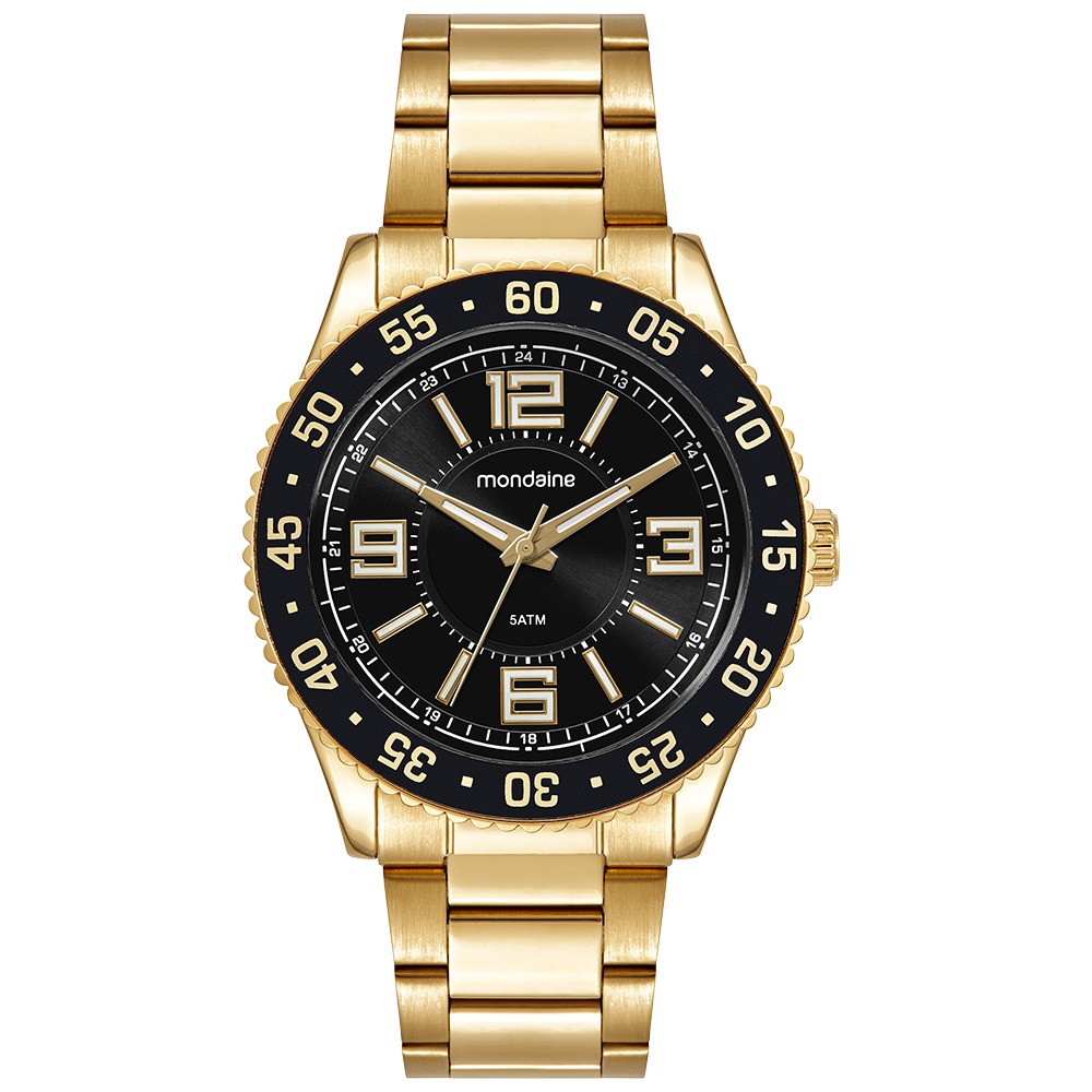 Kit Relógio Mondaine Masculino Dourado com Pulseira