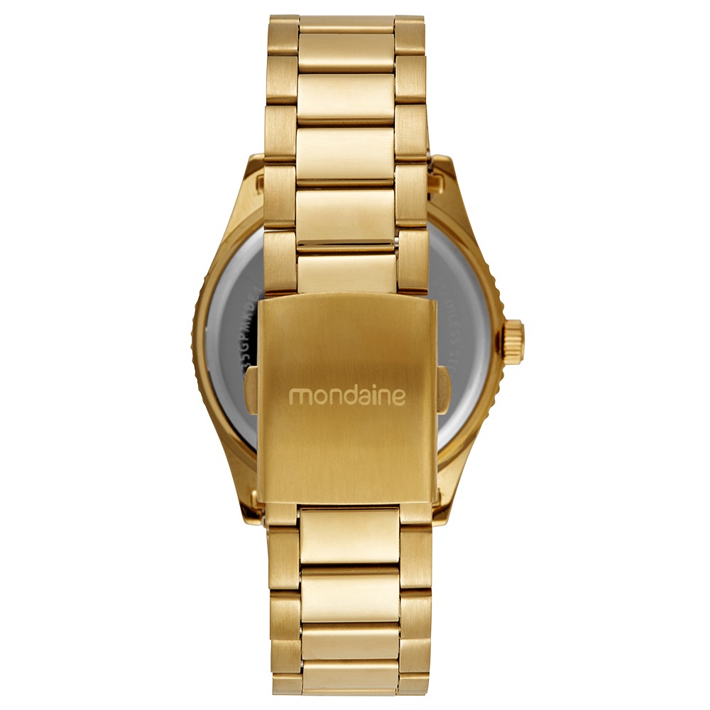 Kit Relógio Mondaine Masculino Dourado com Pulseira