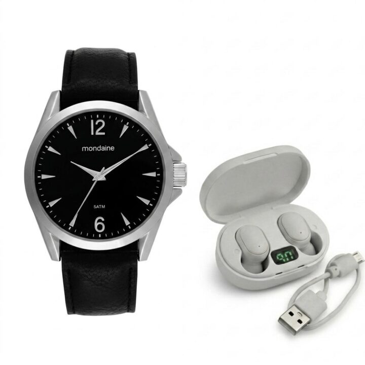 99740G0MVNH1 Kit Relógio Mondaine Masculino com Fone Bluetooth