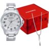 Kit Relógio Mondaine Masculino Prata com Corrente