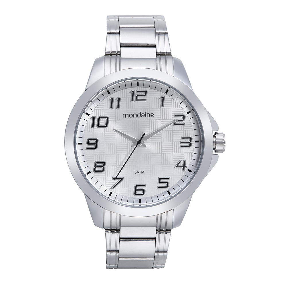 Kit Relógio Mondaine Masculino Prata com Corrente