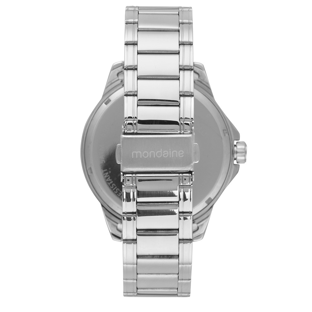 Kit Relógio Mondaine Masculino Prata com Corrente