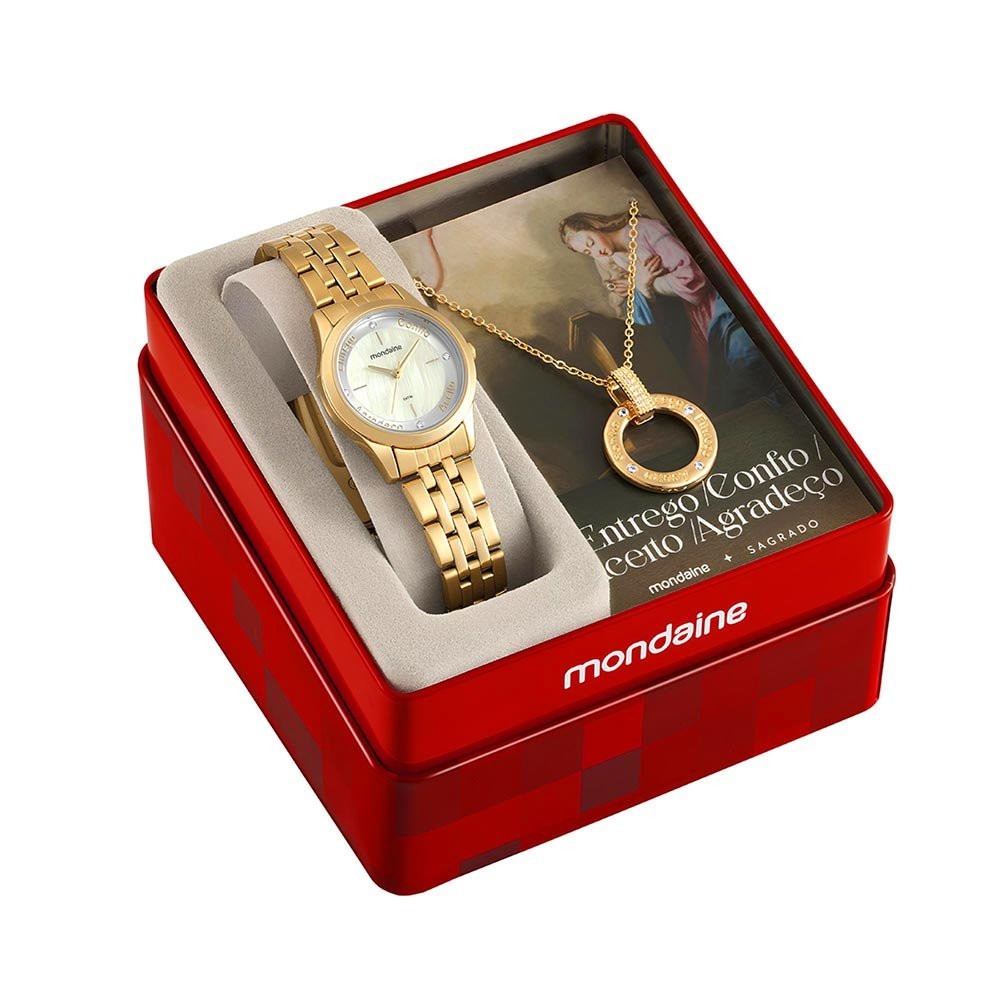 Kit Relógio Mondaine Feminino Coleção Fé