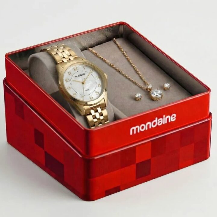 99919LPMKDE1K1 Kit Relógio Mondaine Feminino Ponto De Luz