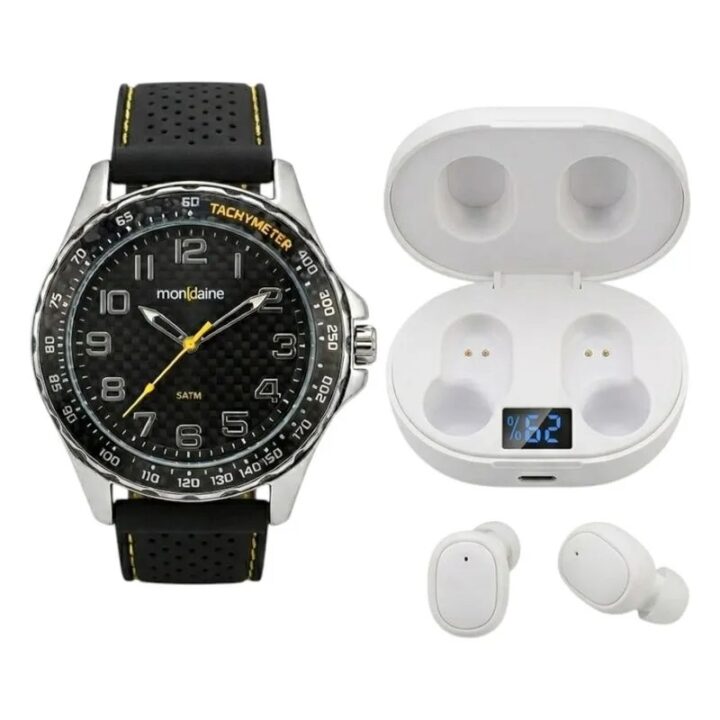 Kit Mondaine Masculino Com Fone Bluetooth