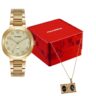 Kit Relógio Mondaine Feminino Dourado com Relicário