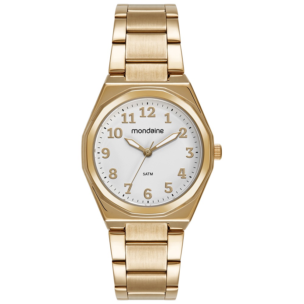 Kit Relógio Mondaine Feminino Dourado com Colar