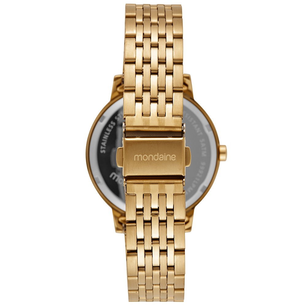 Kit Relógio Mondaine Feminino Champagne com Colar e Brincos