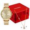 Kit Relógio Mondaine Feminino Champagne com Colar e Brincos